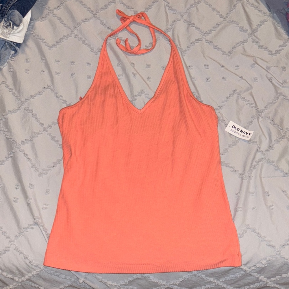 Old Navy Orange Sleeveless Backless Halter Top